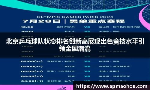 北京乒乓球队状态排名创新高展现出色竞技水平引领全国潮流