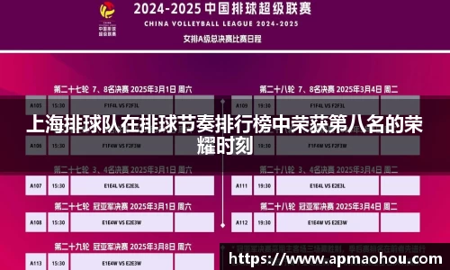 上海排球队在排球节奏排行榜中荣获第八名的荣耀时刻
